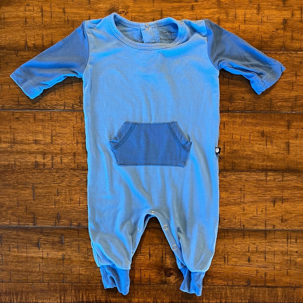 ⚡️3/$20 Blue Romper with Pocket - Sweet Bamboo - 0-3 months